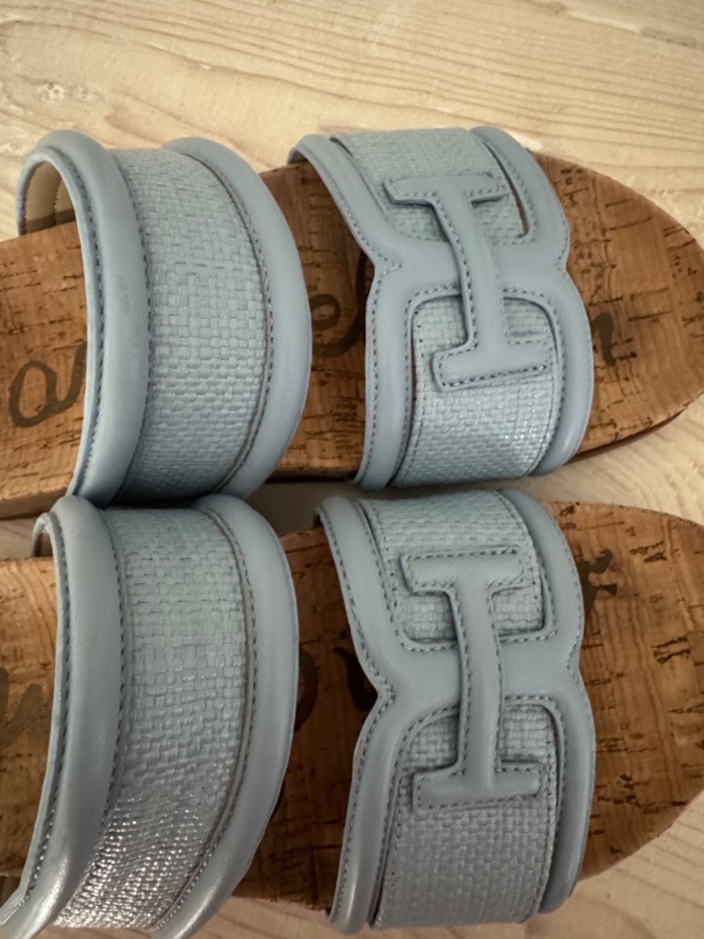 Sam Edelman Light Blue Dual-Strap Cork Slide Sandals - Picture 6 of 6